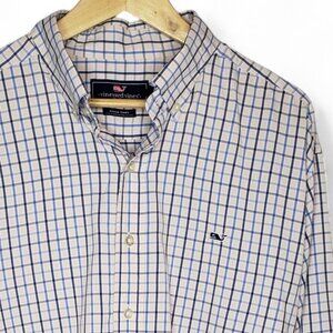 Vineyard Vines Check Plaid Whale Shirt Men's Preppy Long Sleeve Button Up XL